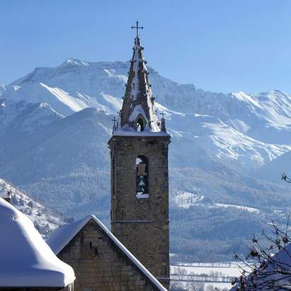seyne clocher notre dame de nazareth hiver 1 seyne-les-alpes alpes de haute provence